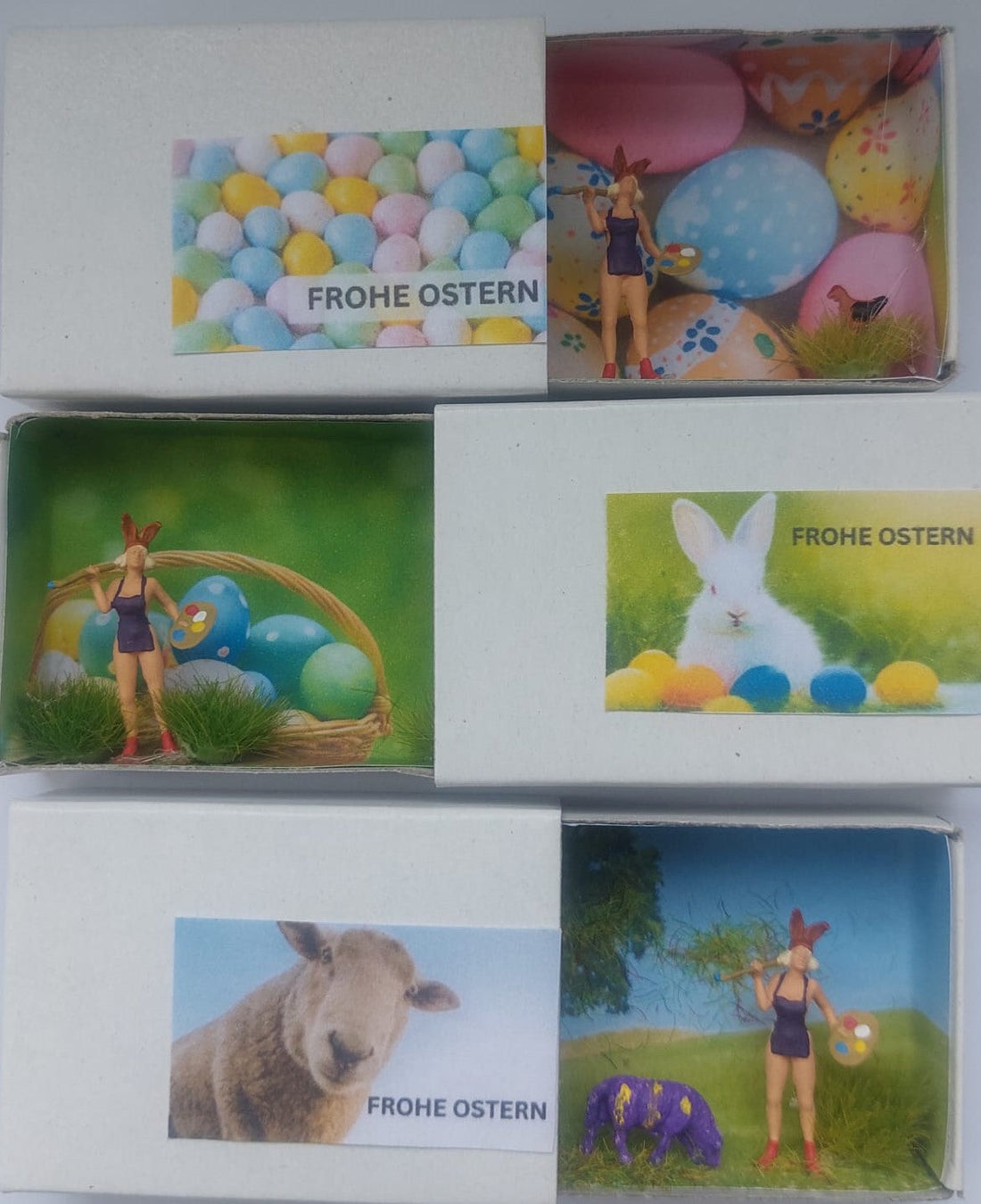 Frohe Ostern in der Minibox: Diorama mit Osterhäsin