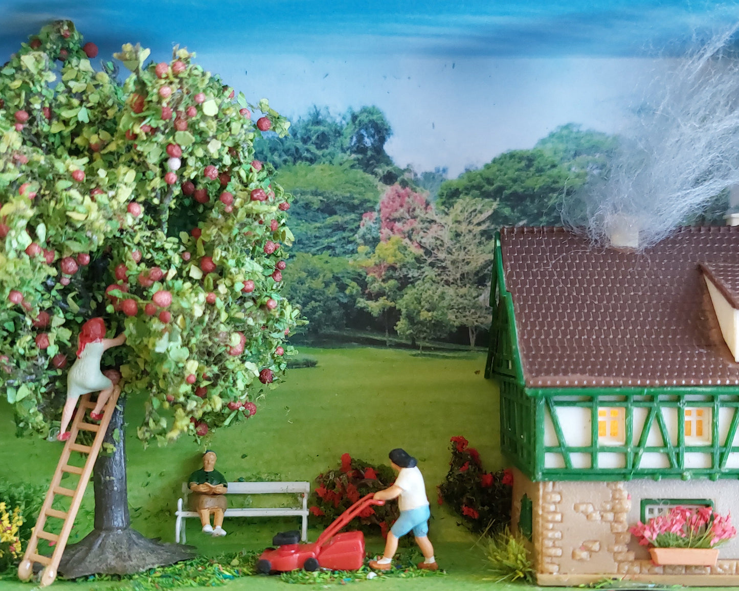 "Apfelernte" - 3D-Diorama in Schiebebox