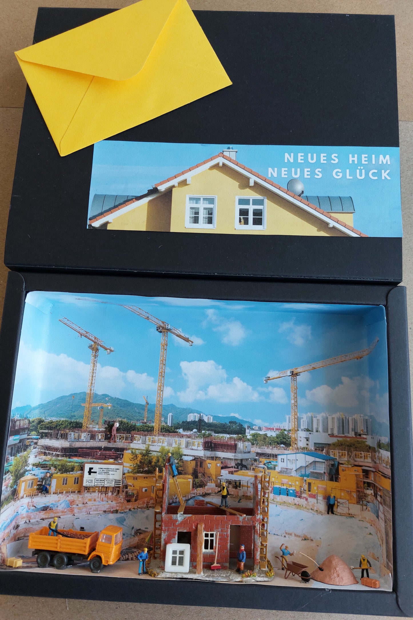 "Neues Heim" - 3D-Miniatur-Box Baustelle