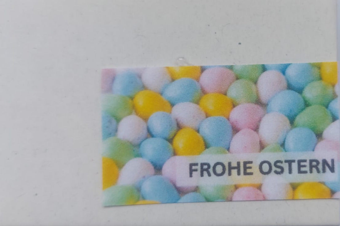 "Frohe Ostern" - Nest mit Huhn